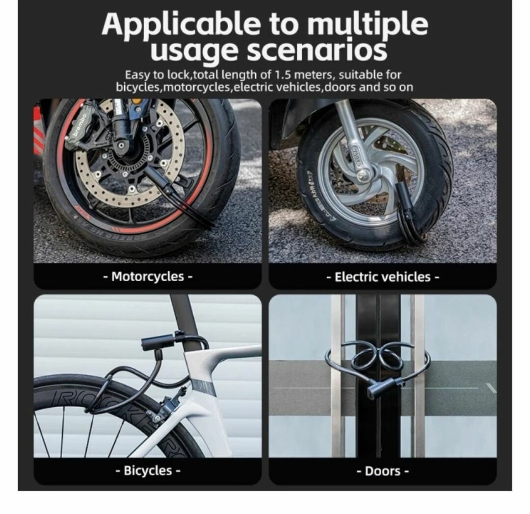 STEEL CABLE BICYCLE LOCK ANTI-THEFT MTB