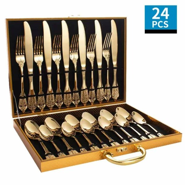 Coffret de Couverts Dorés 24pcs
