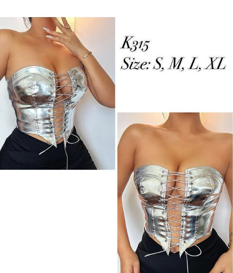 metallic corset with lacing
