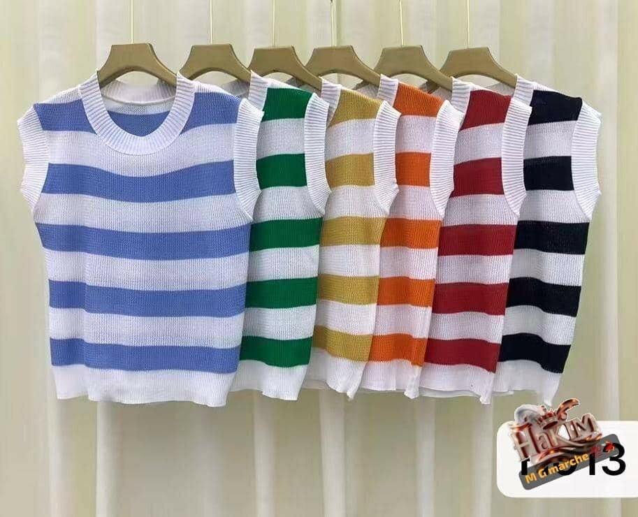 Gilet rayé en tricot élégant