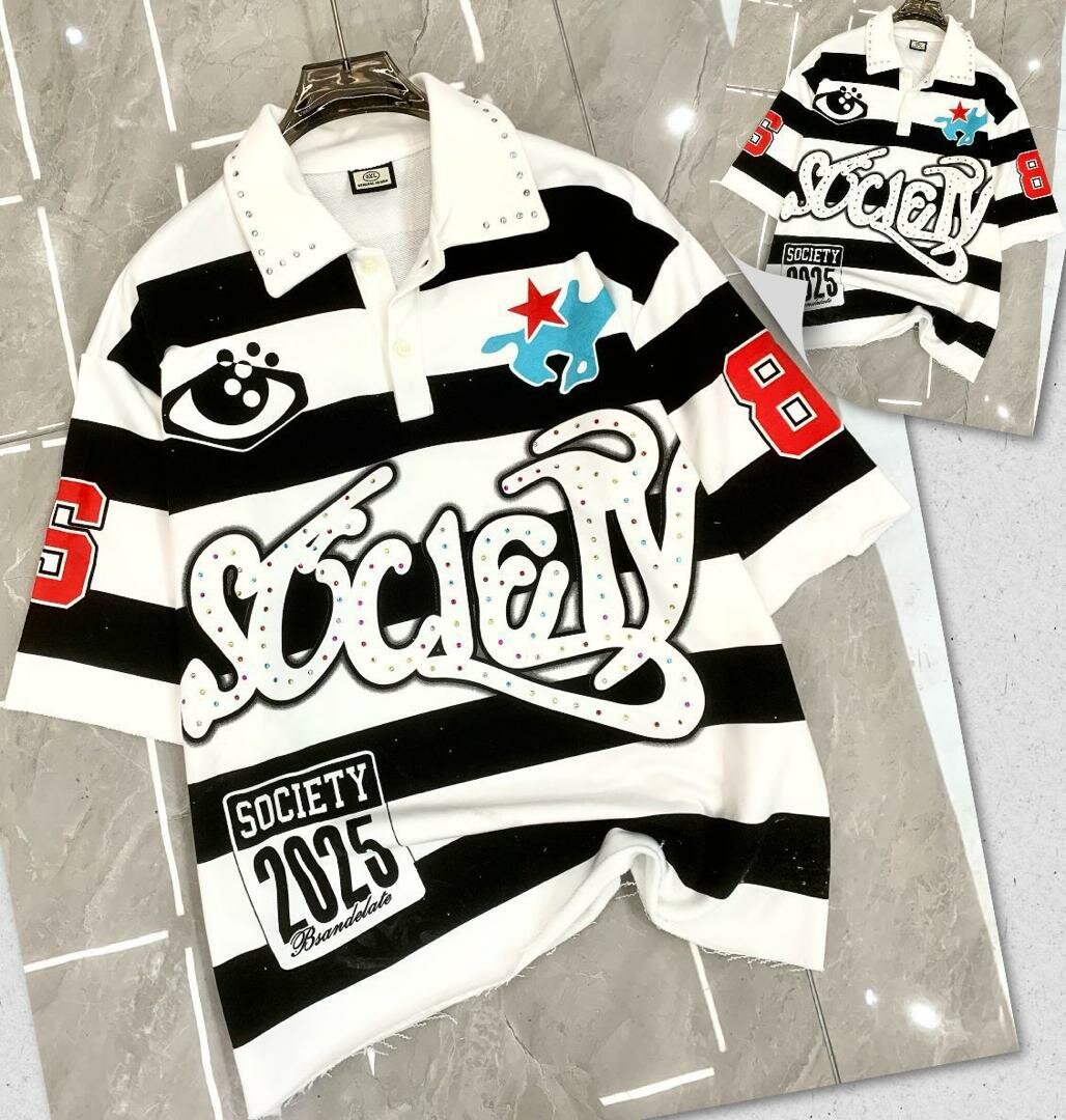 Polo rayé "Saved by Jesus"