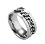 Pack Of 2 Black & Silver Lion Head Ring with Free Spinner Chain Thumb Ring For Boys