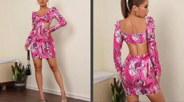 Mini robe fleurie rose pour femmes