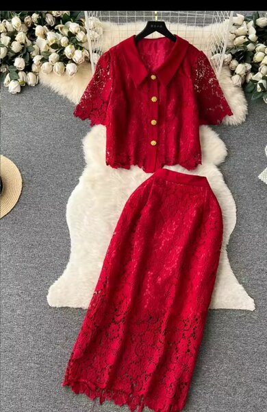 Ensemble Dentelle Rouge Élégant