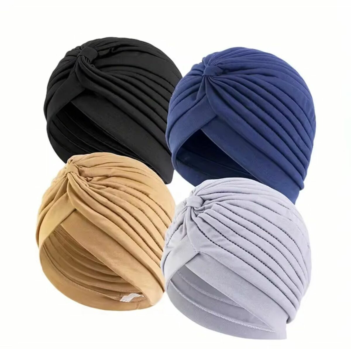 4 pièces/ensemble couleur unie Turban casquette élastique