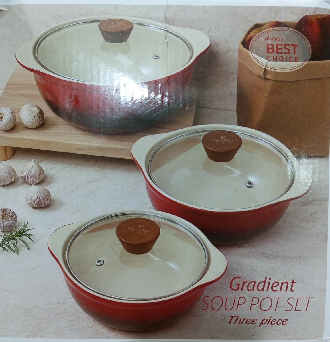 Ensemble de marmites dégradées