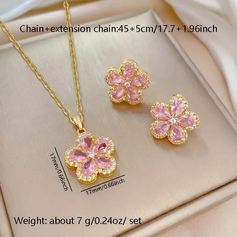 Minimalistic Pink Plum Blossom Neckline set