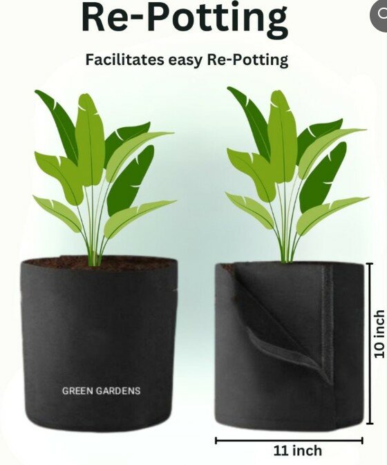 Grow Bag Re-potting ( 11″x10″), with Two Handles