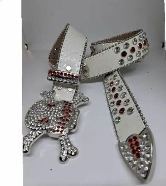 Ceinture blanche avec strass et motif éléphant