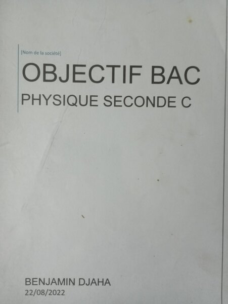 Objectif Bac Physique secondeC