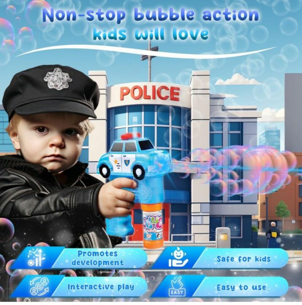 Pistolet à bulles voiture police enfant