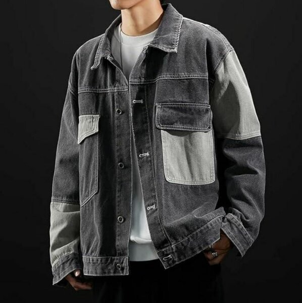 Veste en jean bicolore homme