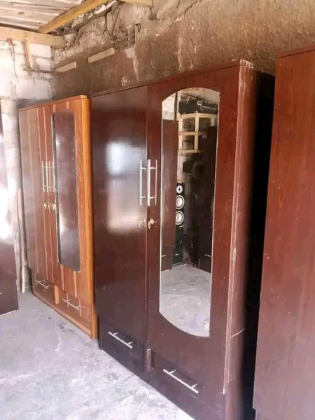 dark brown wenge two-leaf wardrobe with mirror