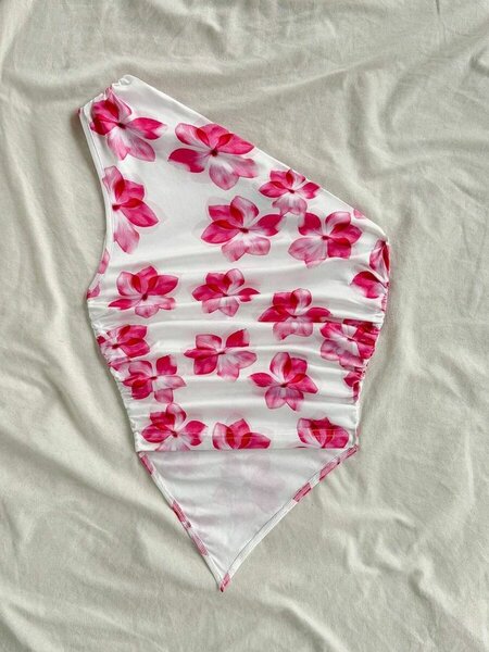 Maillot asymétrique floral