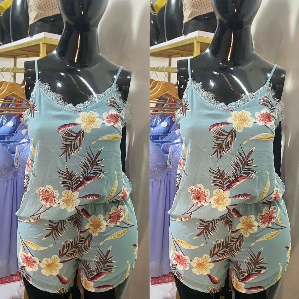 Pyjama court floral femme