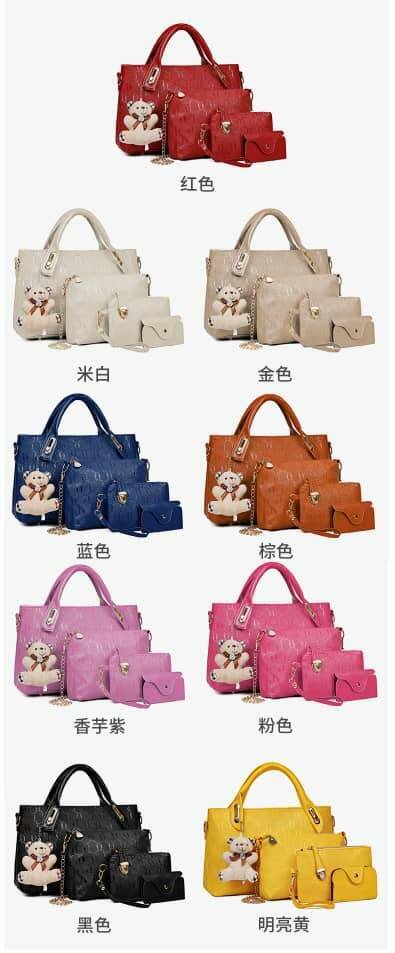 4 in 1 quality leather bag sets