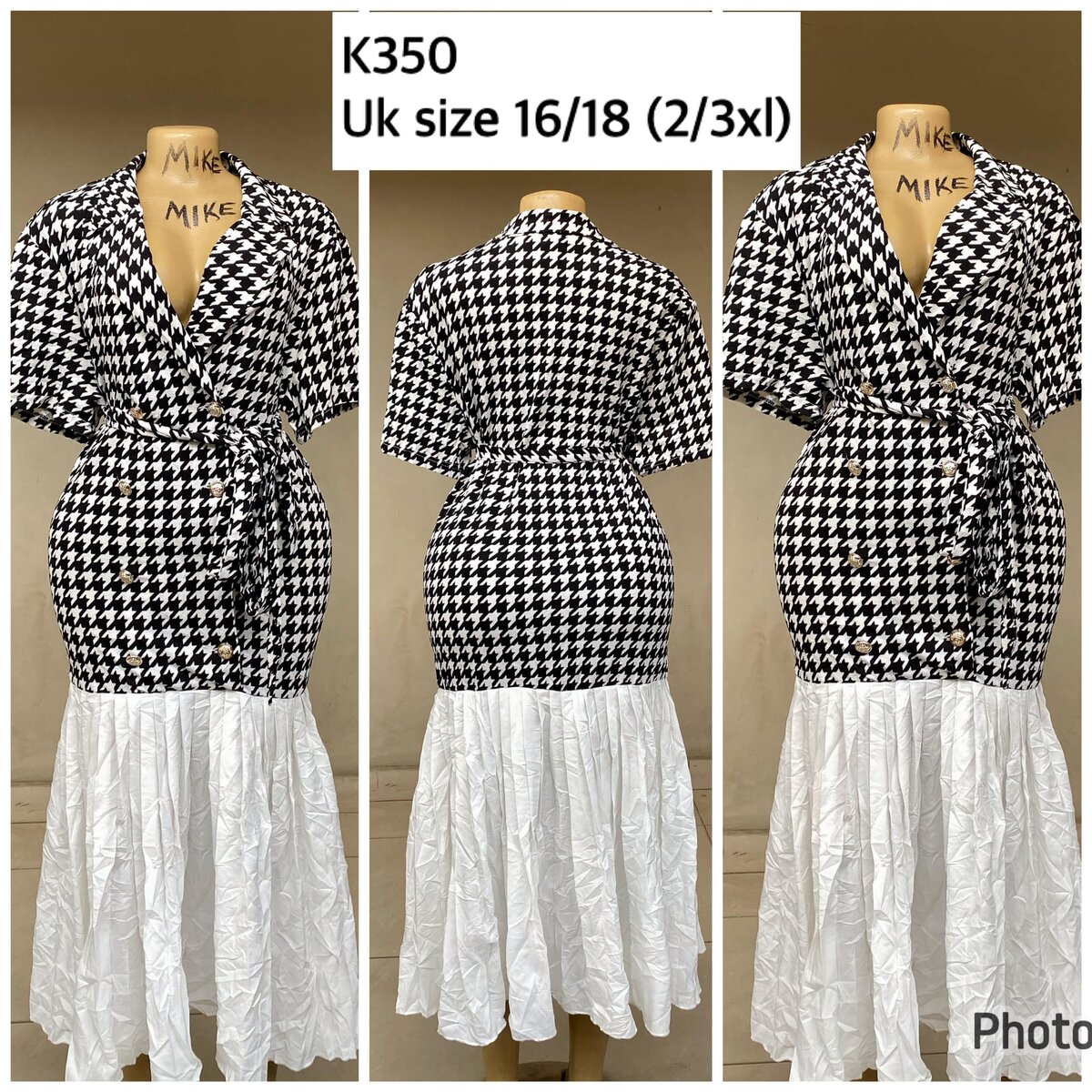 checkered dress with white bottom
