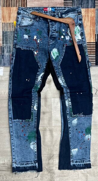 Jean Patchwork Délavé Homme