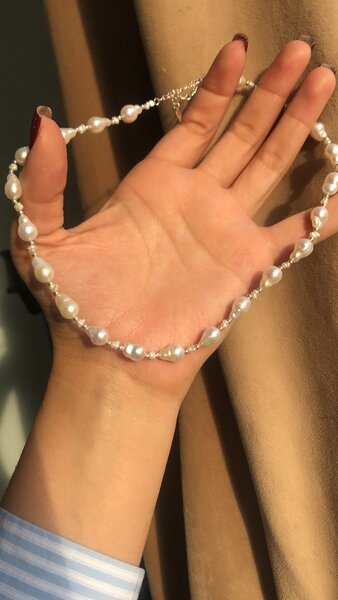 Колье из натуральных речных жемчугов