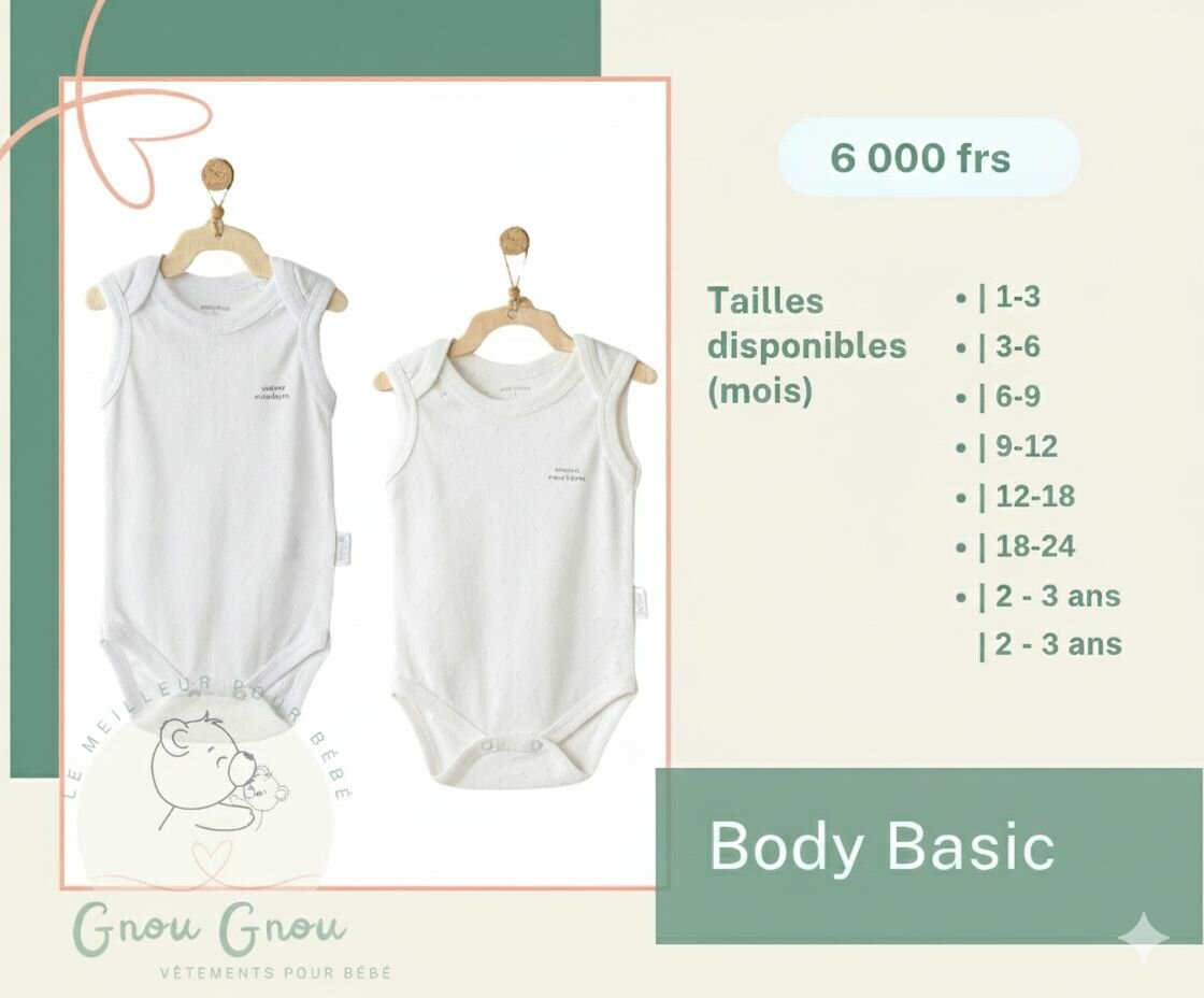Body bébé blanc coton 2 pieces