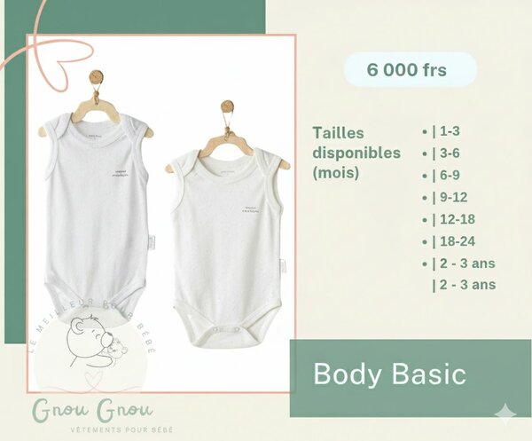Body bébé blanc coton 2 pieces