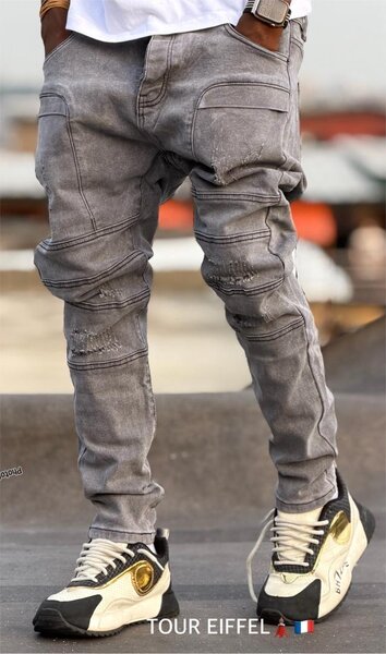 Jean cargo slim gris homme