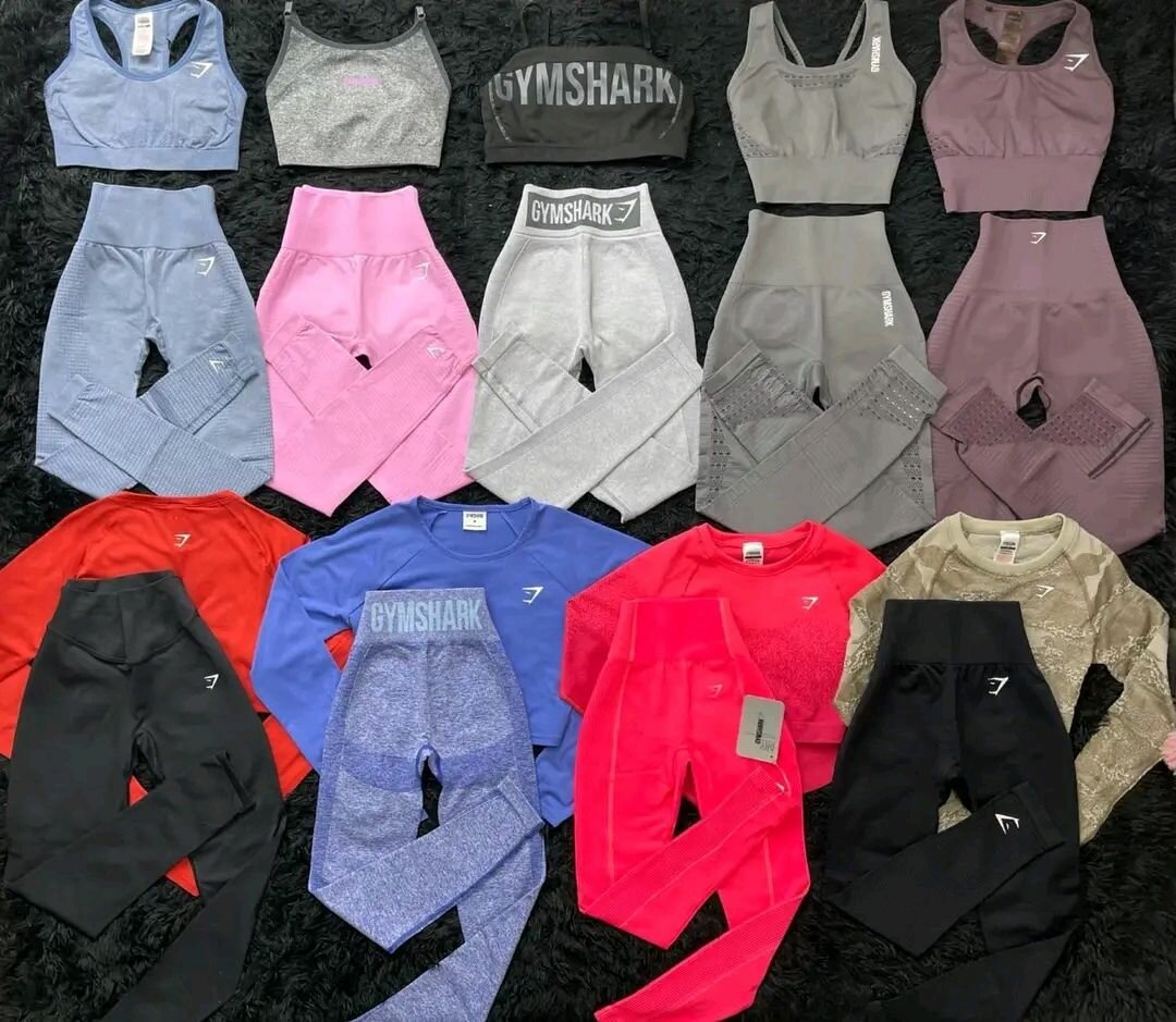 Lululemons, gymshark, nike and under armour