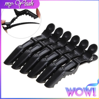 6Pcs/Pack Hair Salon Plastic Crocodile Barrette Hair Section Clip Grip Hairdressing Clamps Claw Clip Tool Accessories-Black