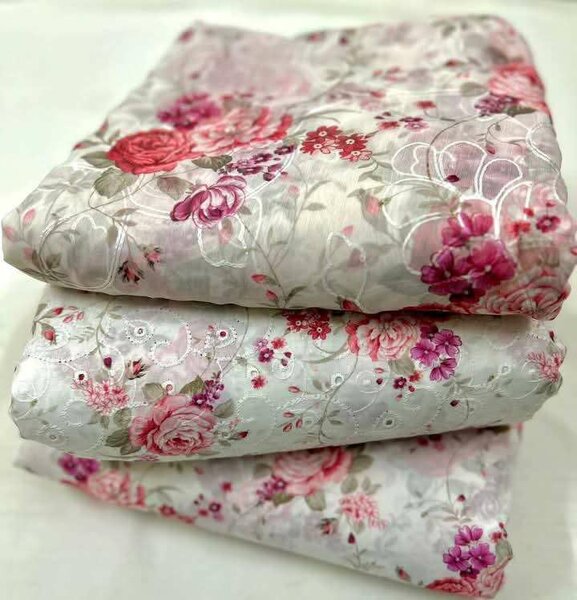 Digital Printed Lawn Suit With Chikencari Embroidery