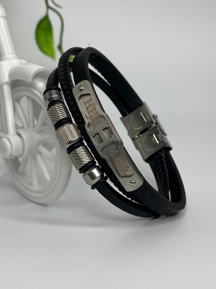 Cartier and Hermes Leather Steel Bracelets