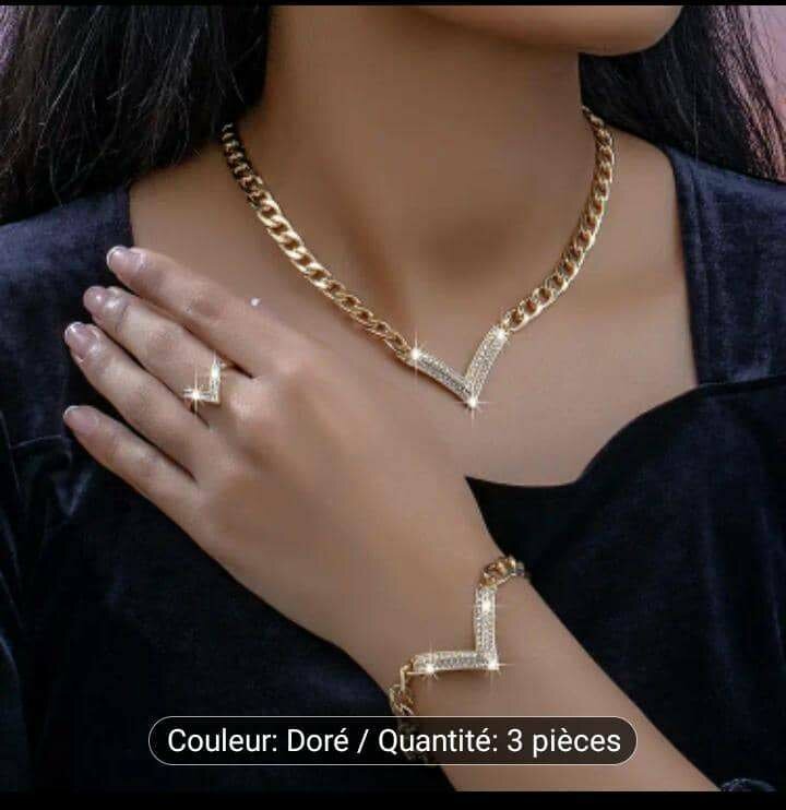 Parure Bijoux Doré Élégant