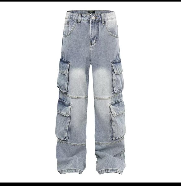 Pantalons cargo en denim unisexe