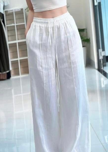 Pantalon large femme blanc