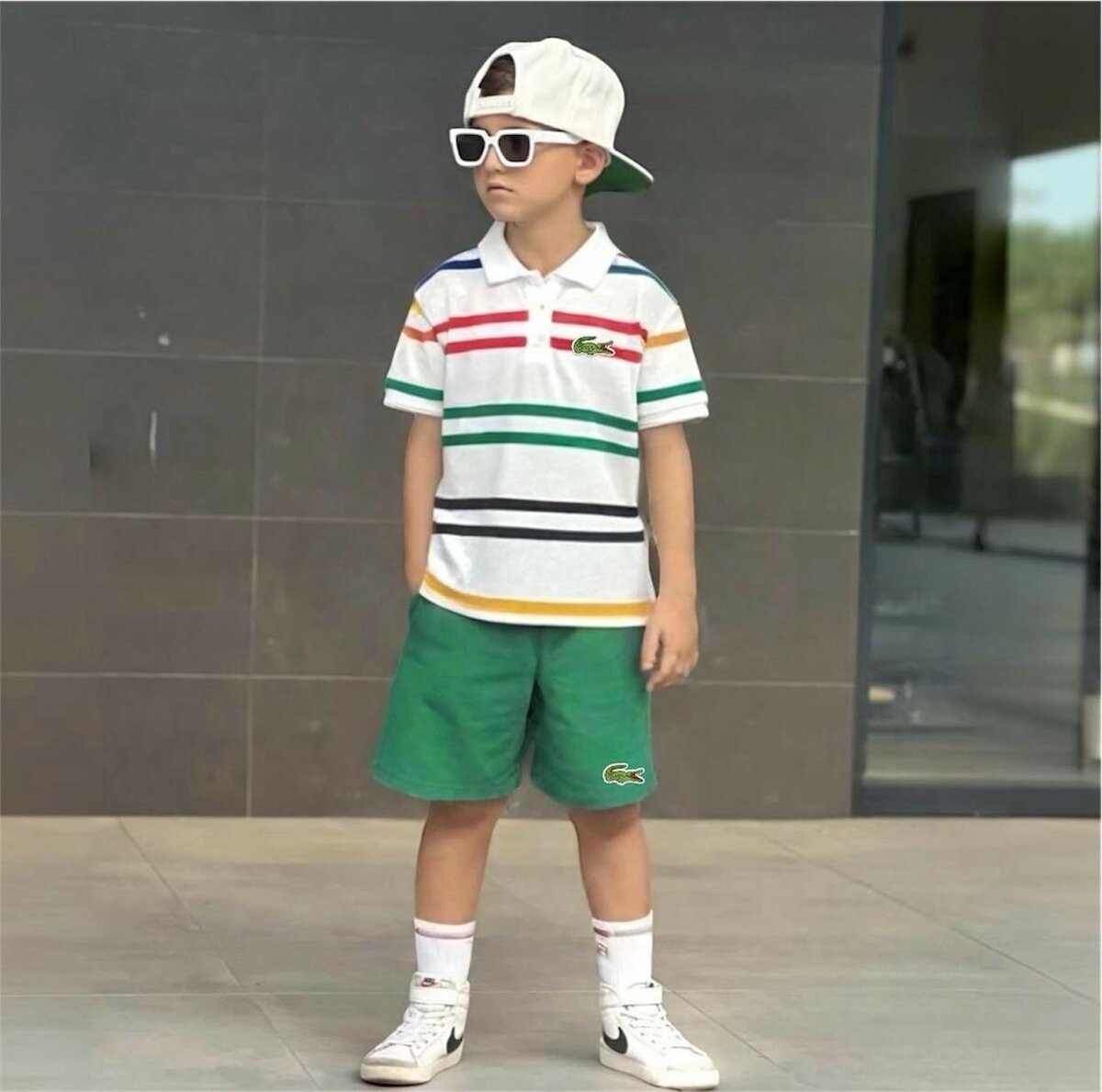 Polo rayé enfant multicolore