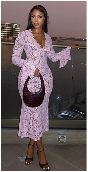 Elegant Pink Lace Dress