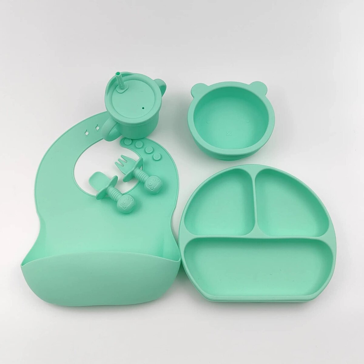 3 in 1 Feeding Set Bowl Baby Suction Plate Silicone