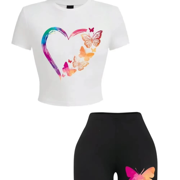 Ensemble Crop Top et Leggings Papillon