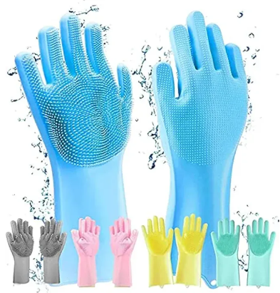 Magic Reusable Silicone Gloves with Wash Scrubber, Heat Resistant, for Cleaning, Household, Dish Washing, Washing the Car