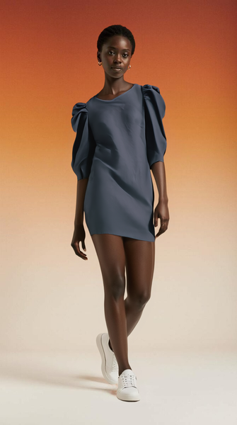 Robe élégante à manches bouffantes