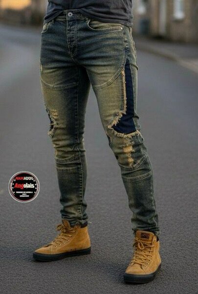Jeans Slim Fit Homme Motif Stylé