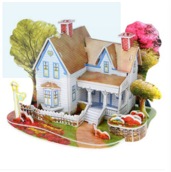 3D Puzzle Jigsaw Paper Model |3D House Building Puzzle | Learning Educational Toys For Children | Kid Gift 3D DIY Puzzle Citadel Model Cartoon House Assembling Toy Kid Early Learning