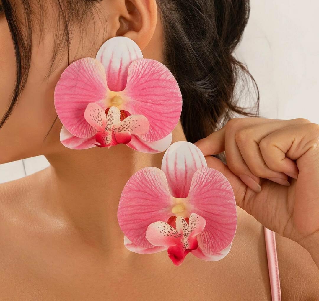 Orchid flower earrings