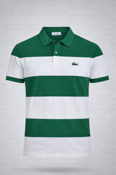 Polo rayé vert-blanc