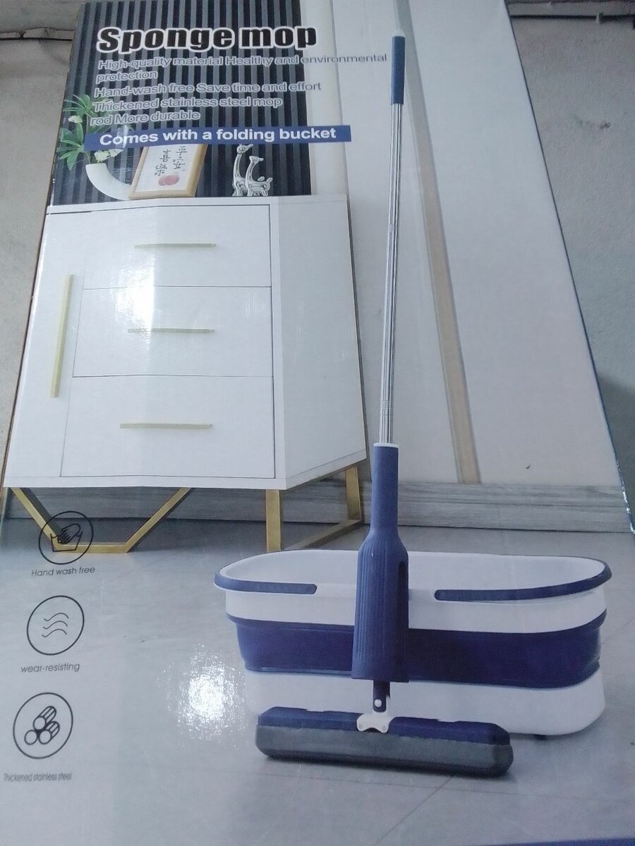 Balai-éponge avec seau pliable