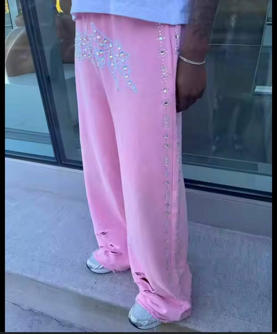 Pantalon ample unisexe brodé