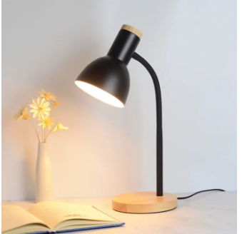 Wooden Study Lamp - Aesthetic Table Desk Lamp - Flexible Adjustable Lamp with Wooden Base