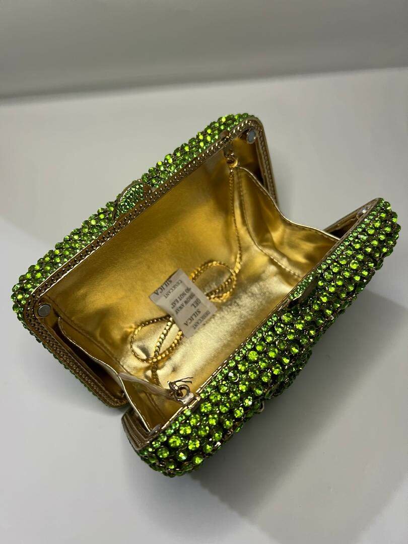 Lemon Green Crystal Hat Purse