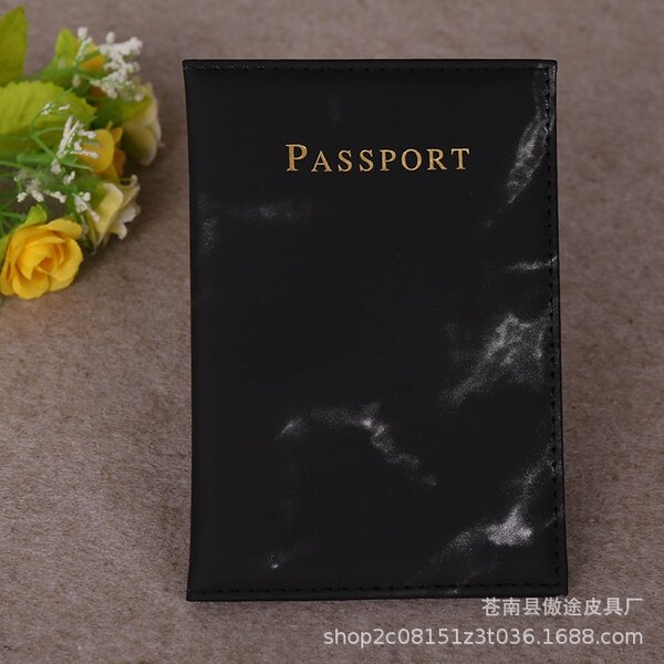 Étui passeport Marbre Noir