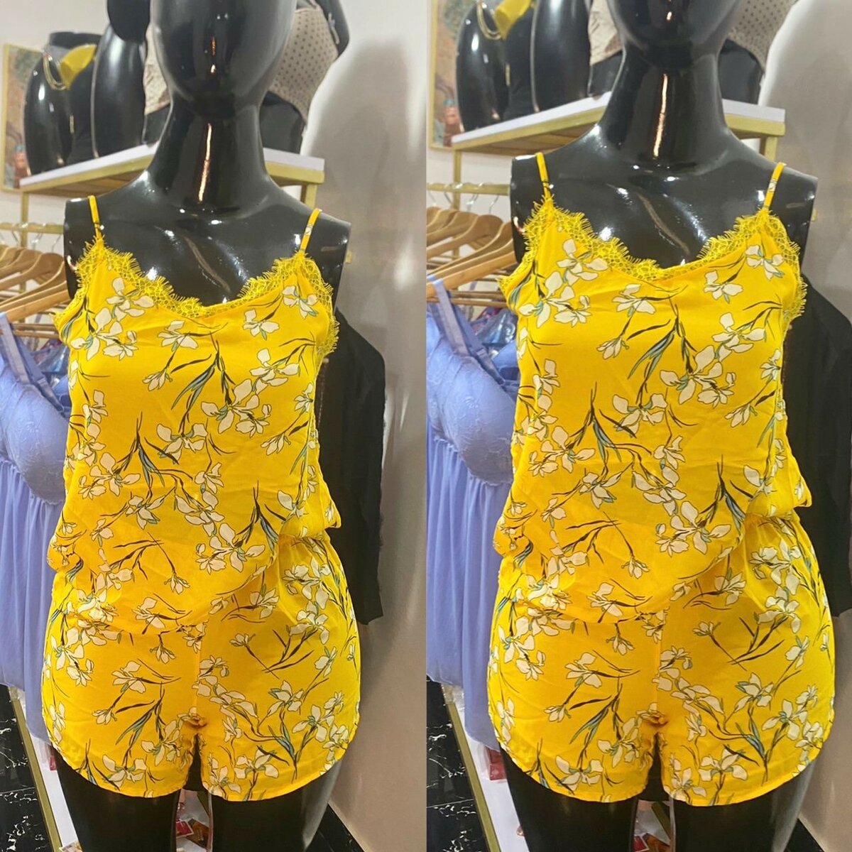 Pyjama court floral femme