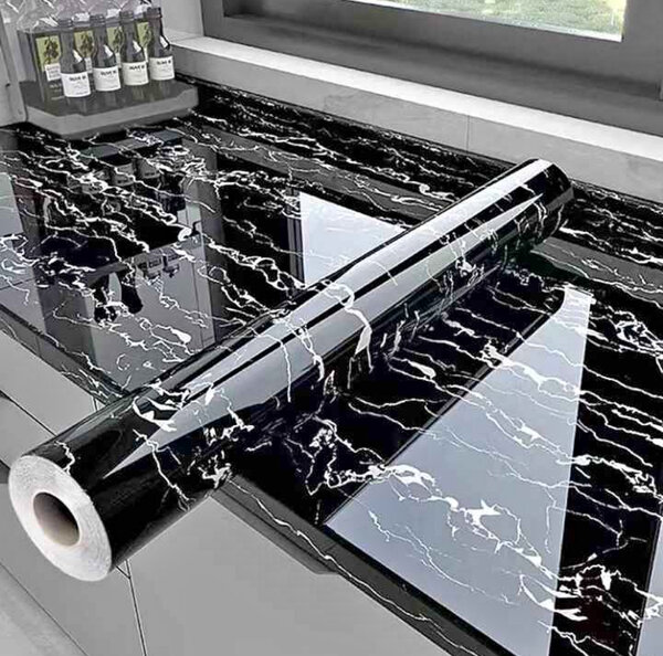 Papier peint adhésif marbre noir